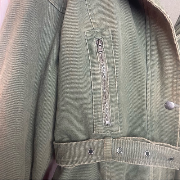 Urban Outfitters Olive Green Parka Utility Jacket Faux Fur Trim NWOT (L) - Picture 4 of 14
